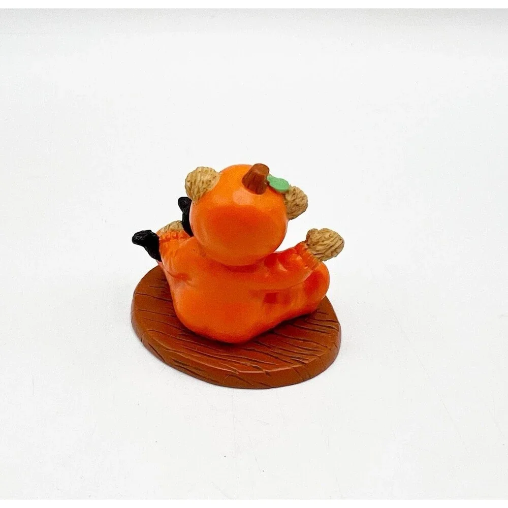 Vintage Russ Lil Haunters Teddy Bear Pumpkin Black Cat Halloween Figurine 2.75